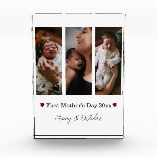 Eerste Moederdag drie fotocollage Fotoblokken (Voorkant)