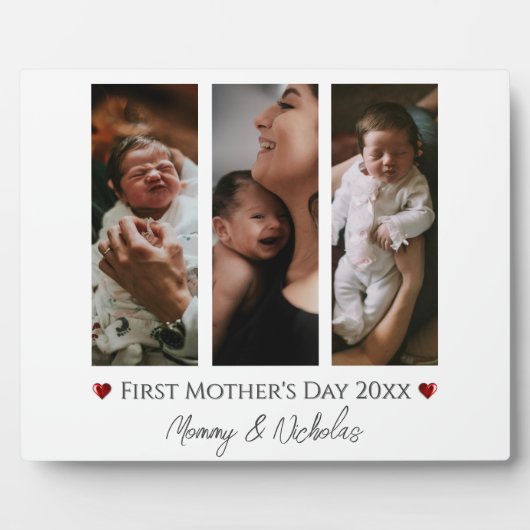 Eerste Moederdag drie fotocollage Fotoplaat (Voorkant)