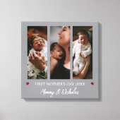 Eerste Moederdag drie fotocollage | Gray Canvas Afdruk (Voorkant)