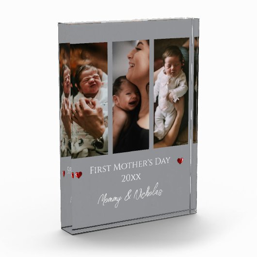 Eerste Moederdag drie fotocollage | Gray Fotoblokken (Links)