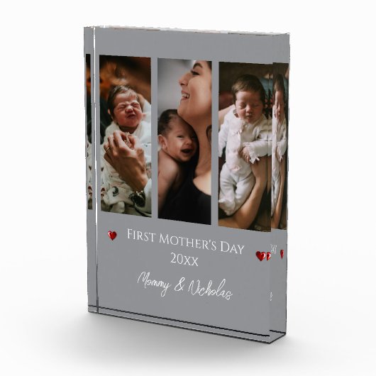 Eerste Moederdag drie fotocollage | Gray Fotoblokken (Rechts)