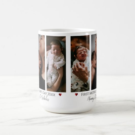 Eerste Moederdag drie fotocollage Koffiemok (Center)