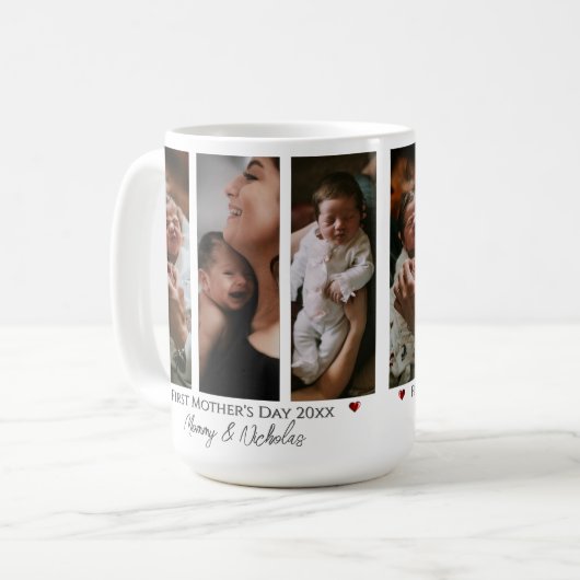 Eerste Moederdag drie fotocollage Koffiemok (Voorkant links)