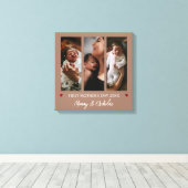 Eerste Moederdag Drie Fotocollage Mocha Brown Canvas Afdruk (Insitu (Houten vloer))