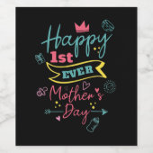 Eerste Moederdag eerste keer mama Wijn Etiket (Enkel label)