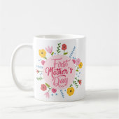 Eerste Moederdag Foto Bloemen Mok Cadeau (Links)