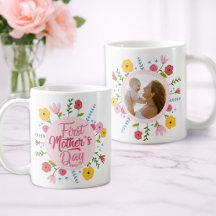 Eerste Moederdag Foto Bloemen Mok Cadeau