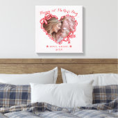 Eerste Moederdag Foto Hart Frame Rood Roze Strik Canvas Afdruk (Insitu (Slaapkamer))