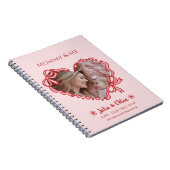 Eerste Moederdag Foto Hart Frame Rood Roze Strik Notitieboek (Rechterzijde)