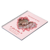 Eerste Moederdag Foto Hart Frame Rood Roze Strik Notitieboek (Linkerzijde)