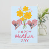 Eerste Moederdag Foto Heart New Mam Pink Brown Bedankkaart (Staand voorkant)