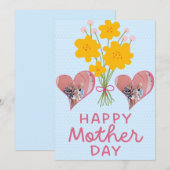 Eerste Moederdag Foto Heart New Mam Pink Brown Bedankkaart (Voorkant / Achterkant)