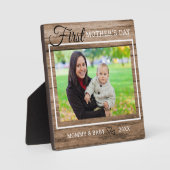 Eerste Moederdag Foto Rustic Wood Fotoplaat (Voorkant)
