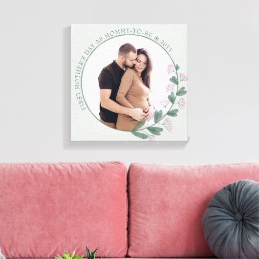 Eerste Moederdag Foto Wildflower Floral Lijst Canvas Afdruk (Insitu (Woonkamer))