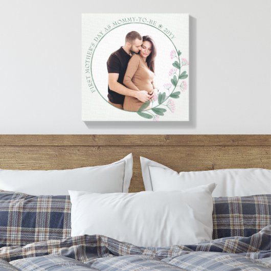 Eerste Moederdag Foto Wildflower Floral Lijst Canvas Afdruk (Insitu (Slaapkamer))