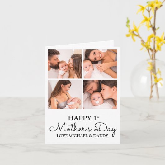 eerste Moederdag fotocollage Kaart (Gele Bloem)