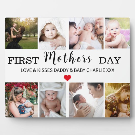 Eerste Moederdag Fotocollage Keepsake Plaque Fotoplaat (Voorkant)