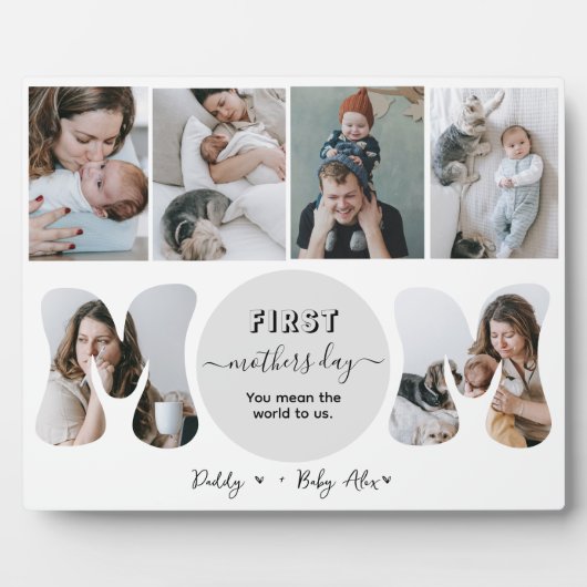 Eerste moederdag fotocollage plaque fotoplaat (Voorkant)