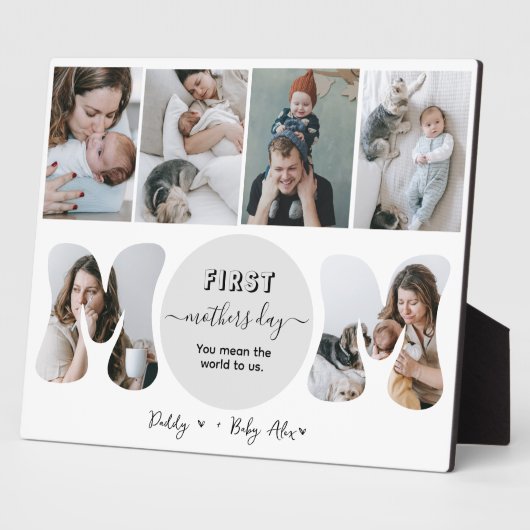 Eerste moederdag fotocollage plaque fotoplaat (Zijkant)