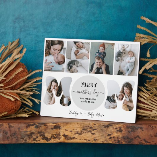 Eerste moederdag fotocollage plaque fotoplaat (Zijkant)