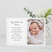 Eerste Moederdag-fotokaart van Baby Feestdagenkaart (Staand voorkant)