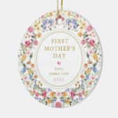 Eerste Moederdag | Garden voor wilde bloemen Keramisch Ornament (Links)