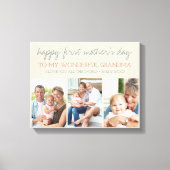 Eerste Moederdag Grandma 3 Photo Cream Canvas Afdruk (Voorkant)