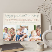 Eerste Moederdag Grandma 3 Photo Cream Canvas Afdruk