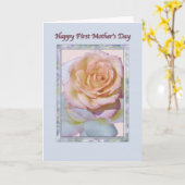 Eerste Moederdag Kaart met Vrede Roos (Gele Bloem)