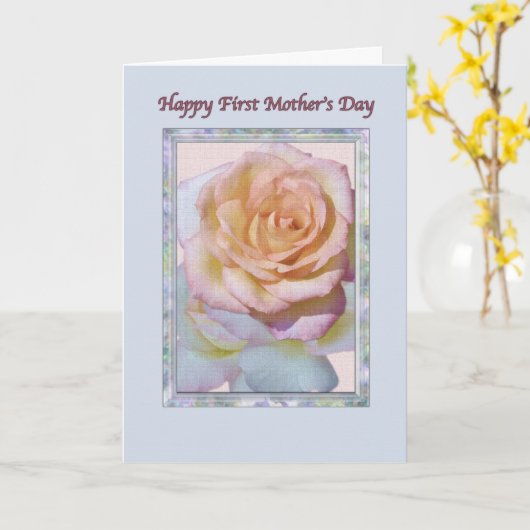 Eerste Moederdag Kaart met Vrede Roos (Gele Bloem)