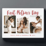 Eerste moederdag kalligrafie 3 Fotocadeau Fotoplaat<br><div class="desc">Een mooie cadeauplak met een modern,  sjaal gekleurd kalligrafisch gezegde "eerste moederdag". Perfect gedenkwaardig geschenk voor Moederdag.</div>