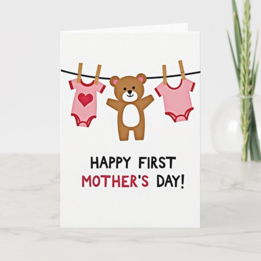 Eerste Moederdag Knuffeldier Kaart (Voorkant)