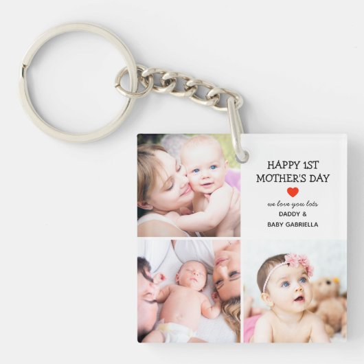 Eerste Moederdag | Kute fotocollage Sleutelhanger (voorkant)