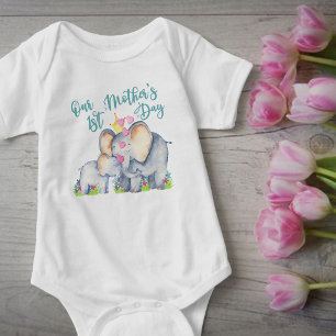 Eerste Moederdag Kute mammie en Baby Elephant Romper