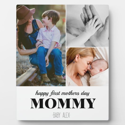 Eerste moederdag Leuke 3Photo Collage Plaque Fotoplaat (Voorkant)
