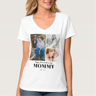 Eerste moederdag Leuke 3Photo Collage Plaque T-shirt