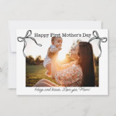 Eerste moederdag, leuke zwarte strik foto feestdagenkaart (Voorkant)