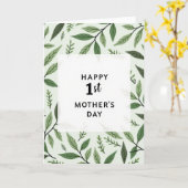 Eerste Moederdag Loof Kaart (Gele Bloem)