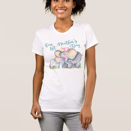 Eerste Moederdag Mama en Baby Olifant T-Shirt