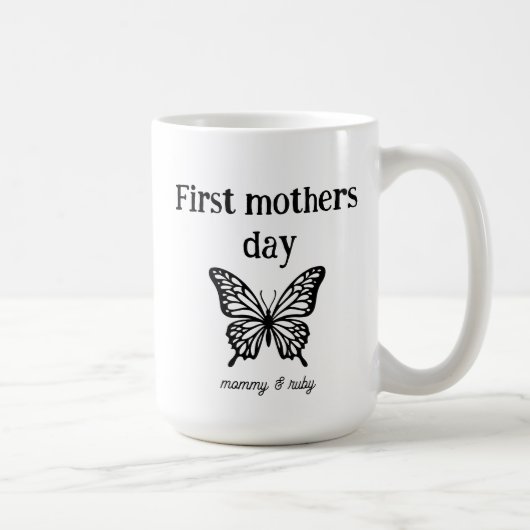 Eerste moederdag mama script op maat koffiemok (Rechts)
