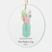 Eerste Moederdag Mason Jar Personalized Cute Keramisch Ornament (Links)