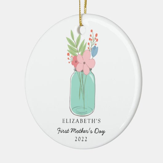 Eerste Moederdag Mason Jar Personalized Cute Keramisch Ornament (Links)