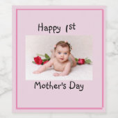 Eerste Moederdag met Baby-fotolabel Wijn Etiket (Enkel label)