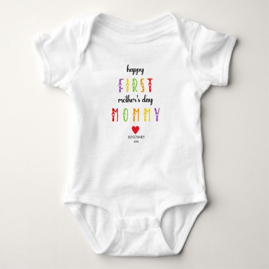 Eerste Moederdag met gepersonaliseerde Baby suite Romper (Voorkant)