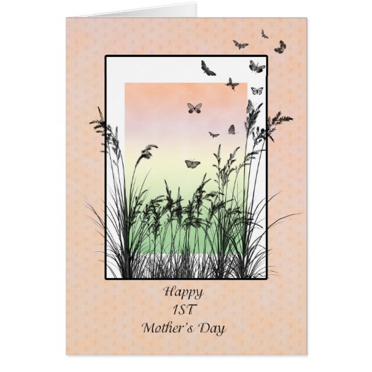 Eerste Moederdag, met vlinders (Voorkant)