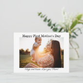 Eerste moederdag, moderne typografie foto feestdagenkaart (Staand voorkant)