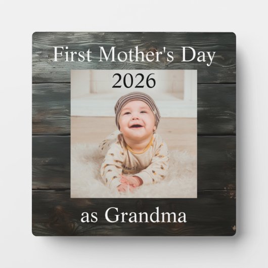 Eerste Moederdag Oma Aangepaste Foto Fotoplaat (Voorkant)