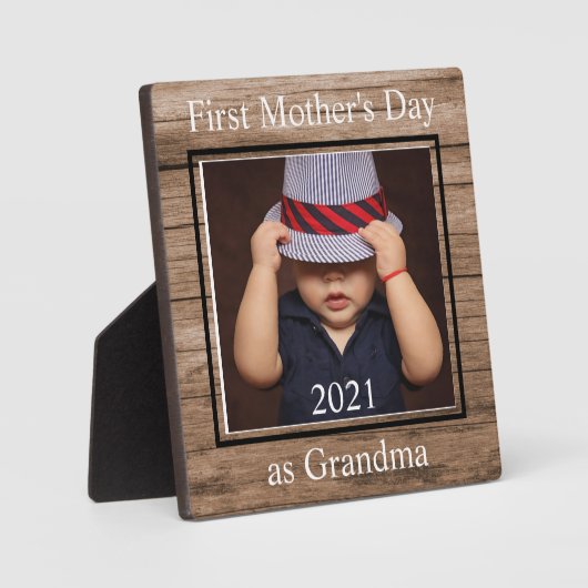 Eerste Moederdag Oma Aangepaste Fotoplaat (Voorkant)