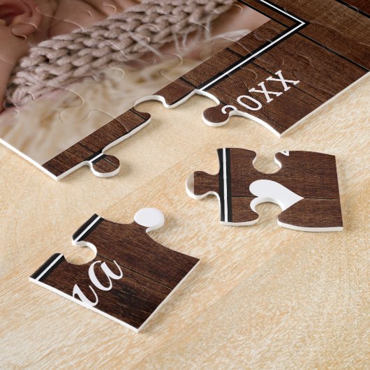 Eerste Moederdag oma foto Dark Wood Legpuzzel (Zijkant)