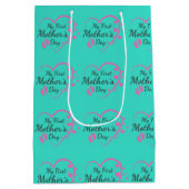 Eerste moederdag; roze; hart;  medium cadeauzakje (Achterkant)